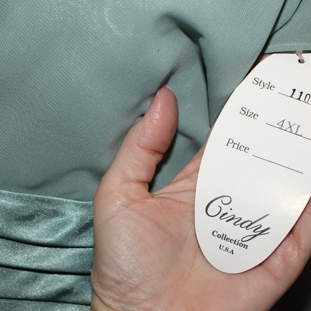 Cindy USA #1104 Chiffon and Satin Mother of the Bride-Size 4X-SEA GREEN-NWTags - Picture 5 of 5